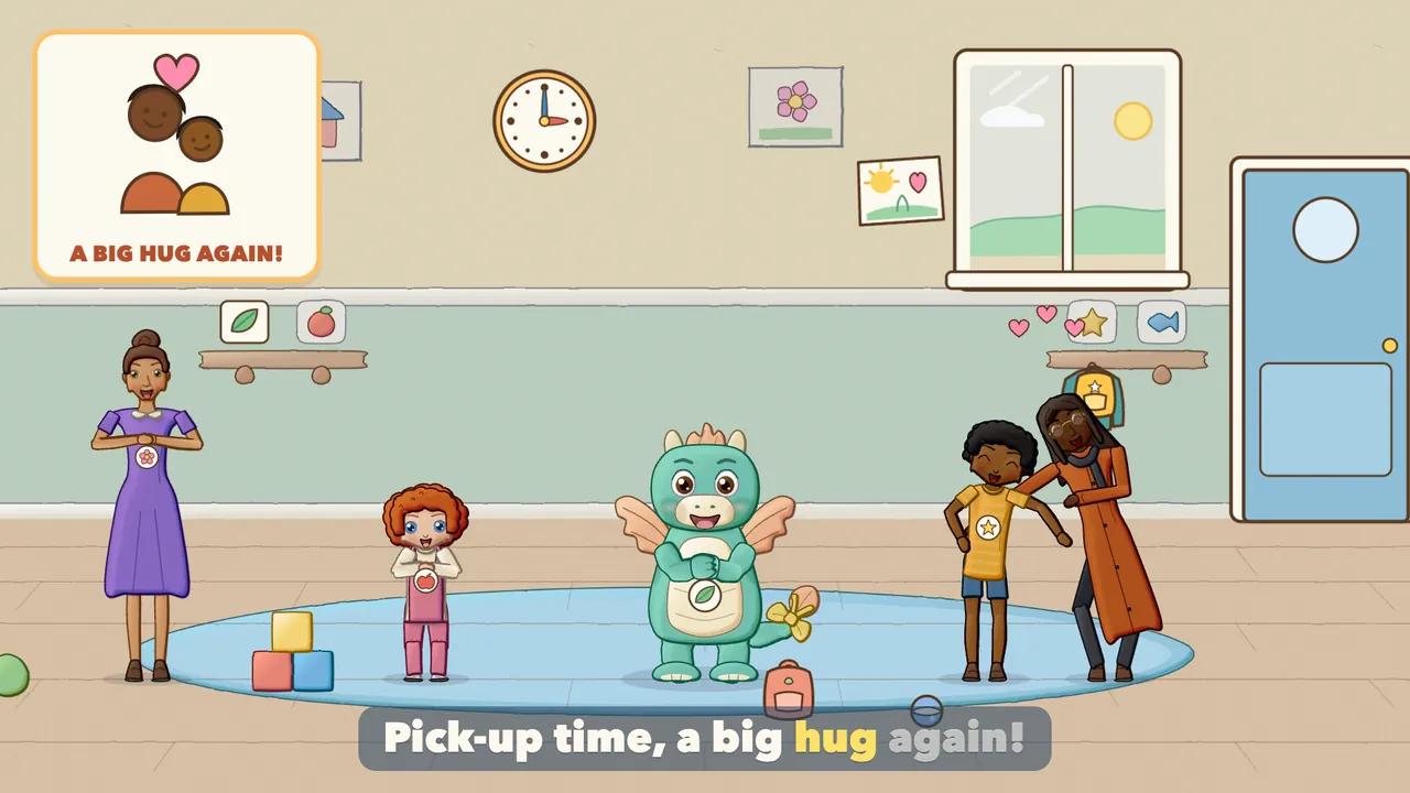 The grown-up coming back through the door with open arms for a big hug.